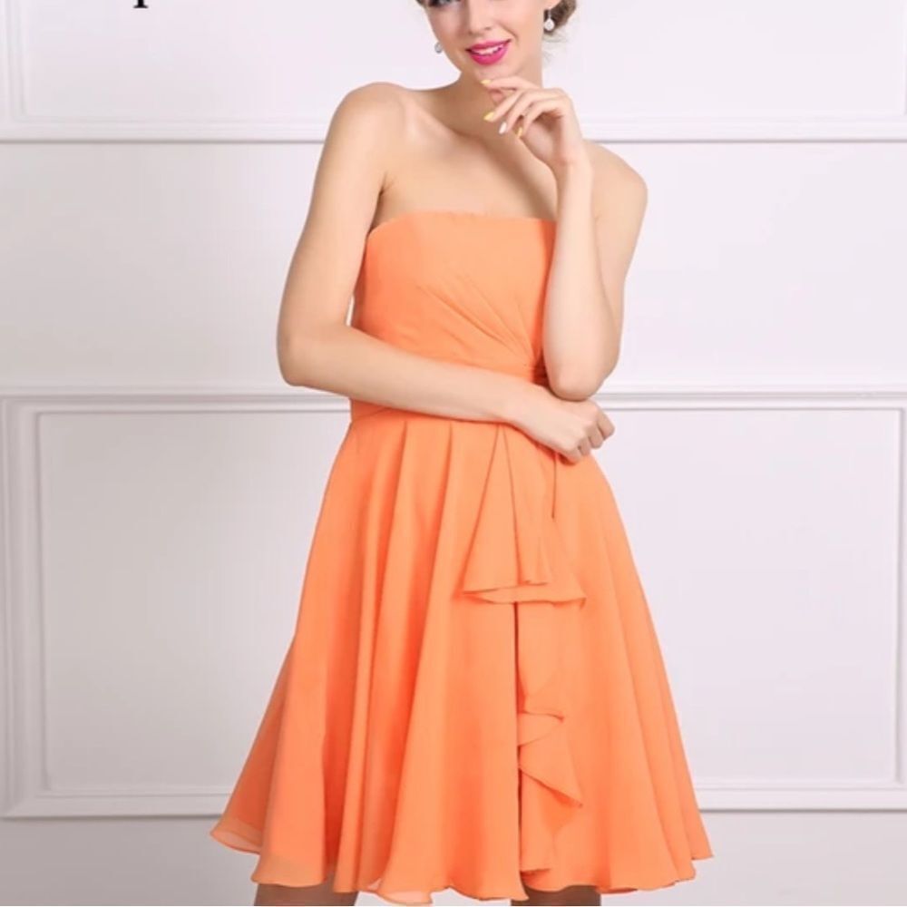 BRAND NEW JORDAN FASHION CHIFFON STRAPLESS SHORT COCKTAIL DRESS - Picture 15 of 15
